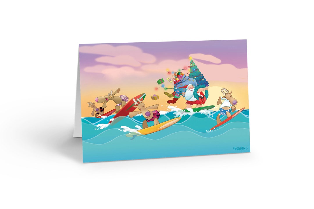 Surfing Santa Christmas Cards 