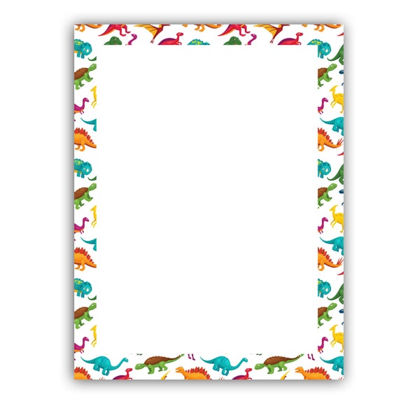 Dinosaur Border Stationery 8.5 X 1160 Letterhead Sheets for Etsy
