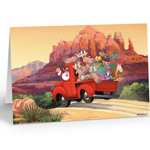 Santa&#39;s Red Truck - 18 Christmas Cards & Envelopes - Sedona Arizona 40007