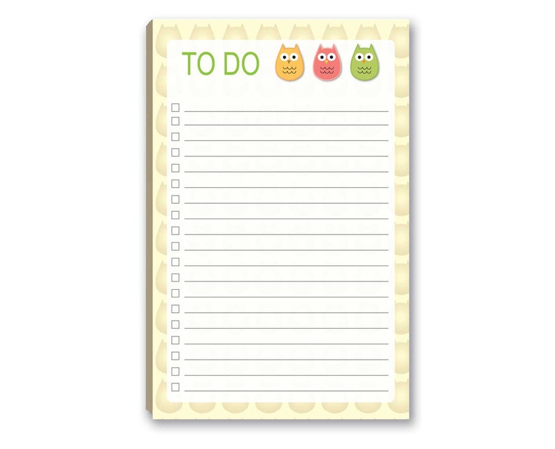 Owls To Do List Notepad 8.5 x 5.5 Etsy