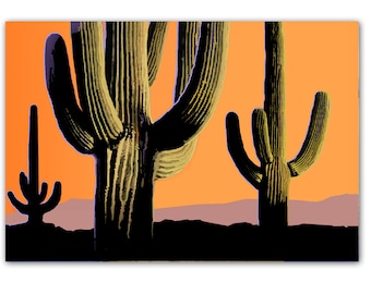 Saguaro Sunset Postcards - 4 x 6 Western Desert Postcards - 40 Desert Cactus Postcards - 17025