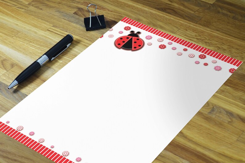 Ladybug Stationery Letterhead 8.5 X 11 Inches 60 Paper Etsy