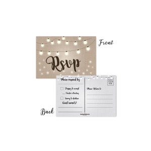 RSVP Postcards -  Set of 50 Postcards - 4 x 6 Reply Postcards - B17004