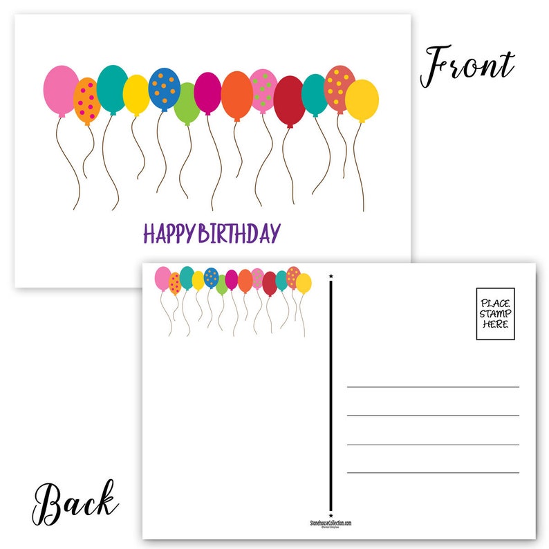 Set of 50 Assorted Happy Birthday Postcards Full Color Both - Etsy