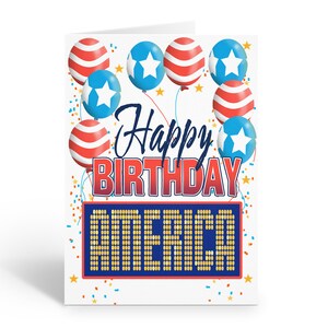 Fourth of July Happy Birthday America Cards - 12 Cute Holiday Cards & Envelopes - 18064