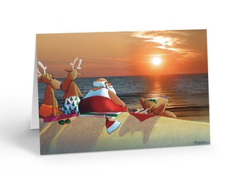Enjoying The Sunset Christmas Card 18 Cards & Envelopes - Beach Christmas Cards - 30084
