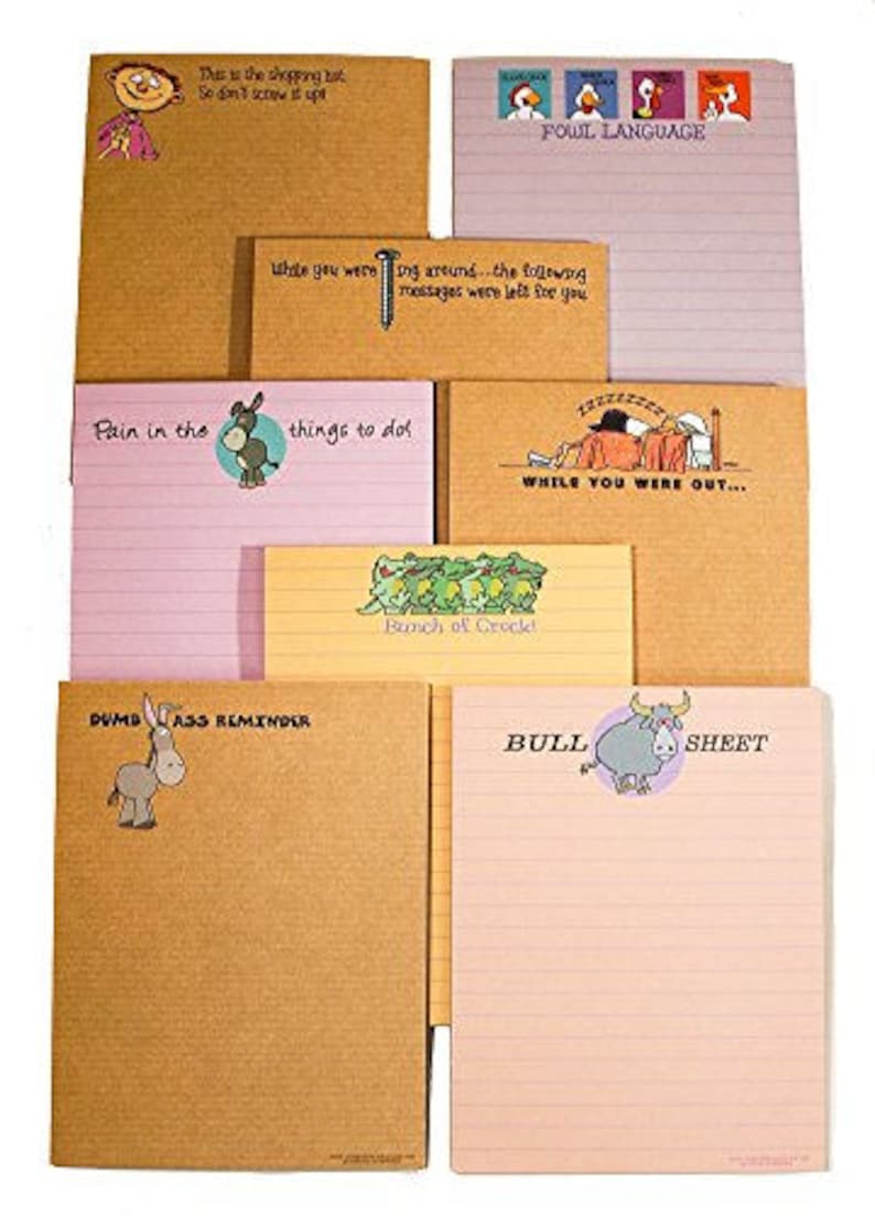 Funny Adult Note Pad Assorted Pack 8 Funny Notepads Great Etsy