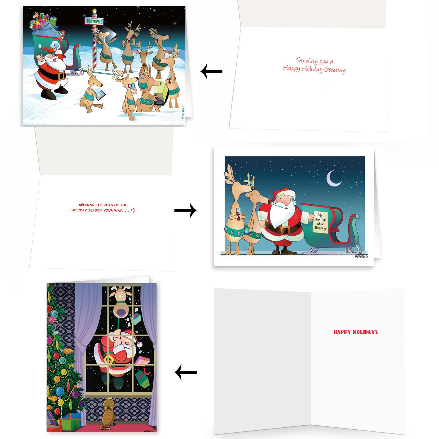YANGTE Paquete De 24 Tarjetas De Navidad En Caja Con Sobres, 8 Diseños