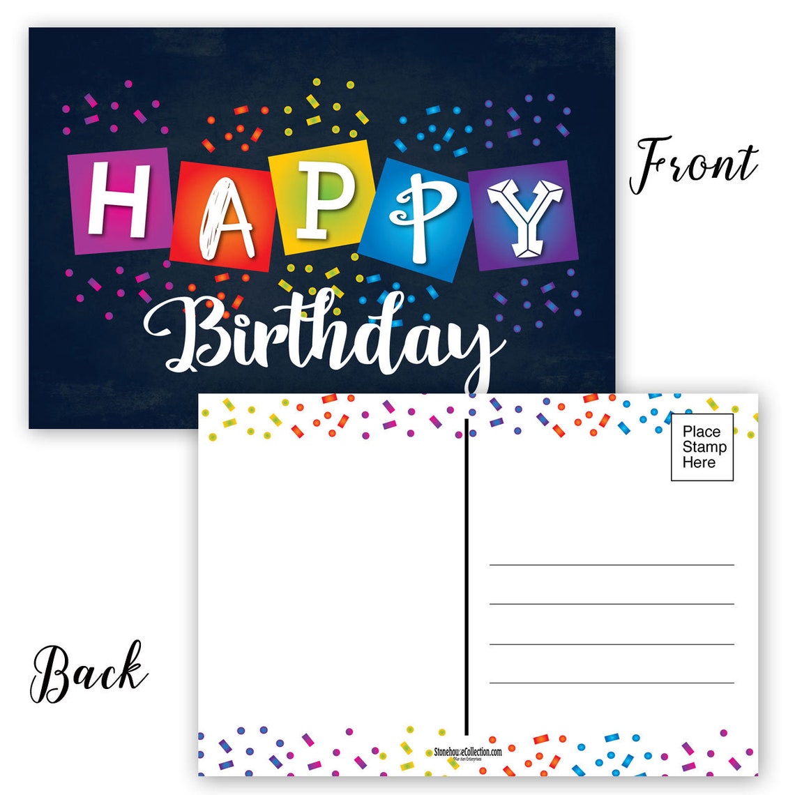 Assorted Happy Birthday Postcards Full Color Both Sides - Etsy