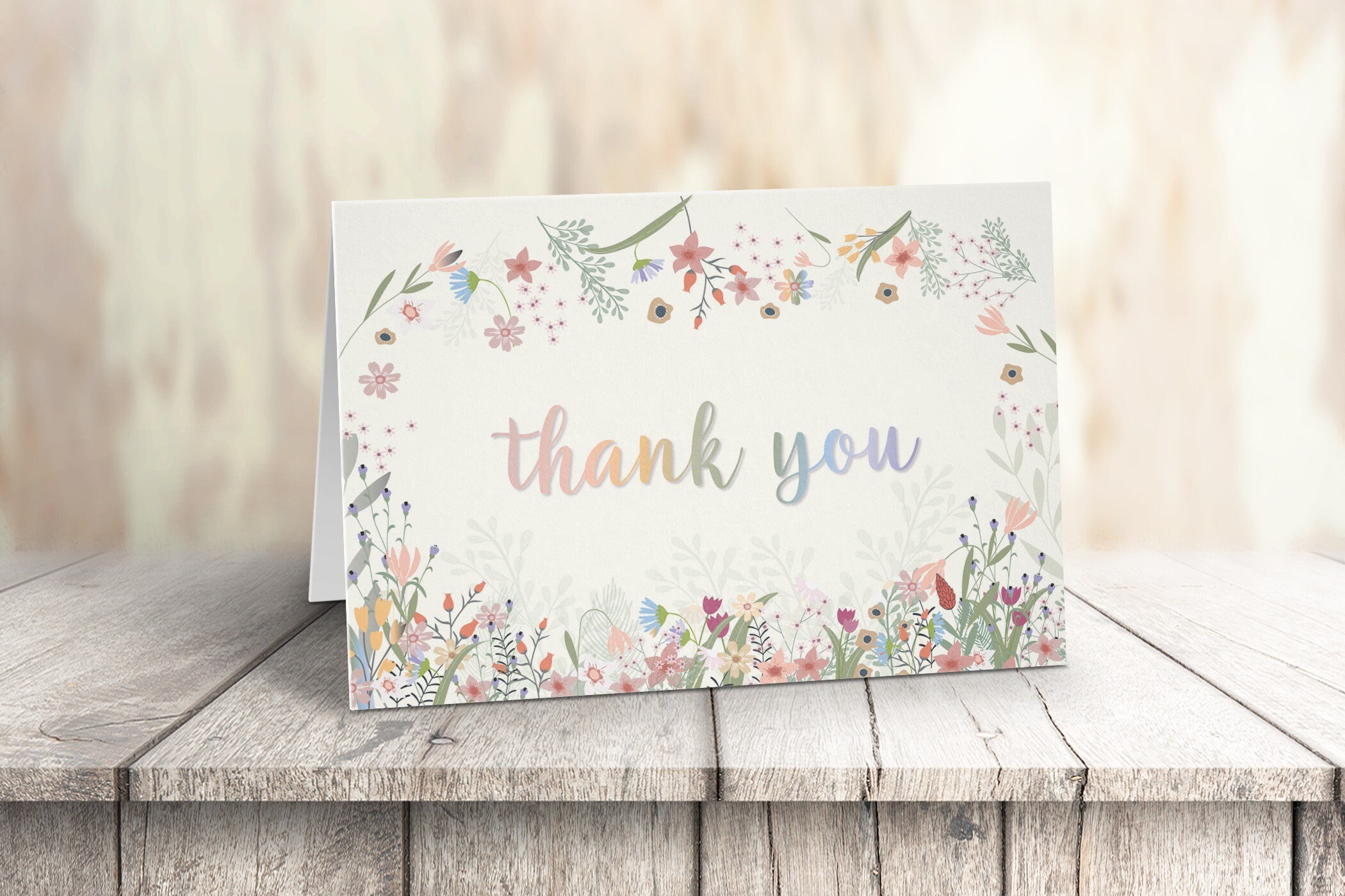 Colorful Wild Flowers Thank You Note Card - 10 Boxed Cards & Envelopes ...