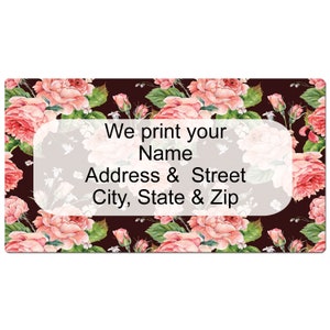 Pink & Black Floral Address Label - Personalized Address Label - B21293