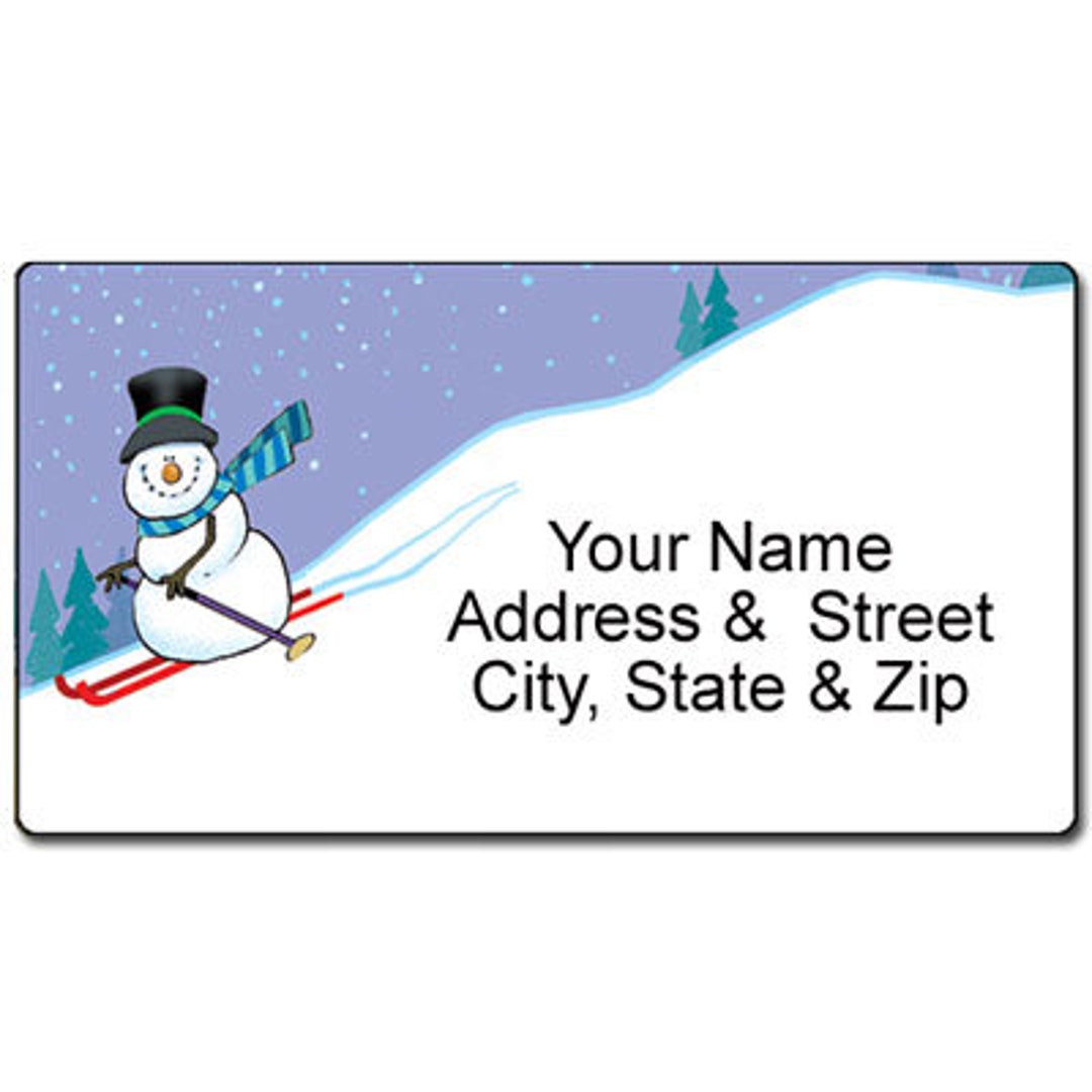 Skiing Snowman Personalized Return Address Label - Winter Fun ...