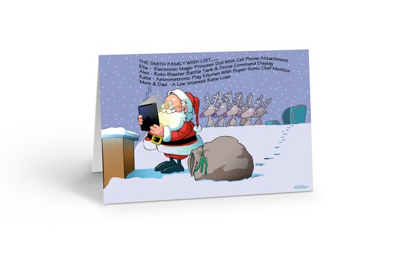 Santa Uses Tablet Computer Funny Christmas Card 18 Cards 19 Etsy Ireland