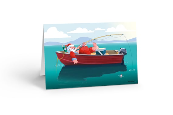 Santa's Fishing Break Christmas Card 18 Cards & Envelopes 60033