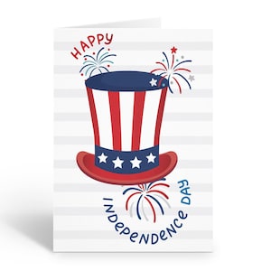 Uncle Sam&#39;s Patriotic Happy Independence Day Card - 1 Single Card with Envelope - 4th of July - B18207