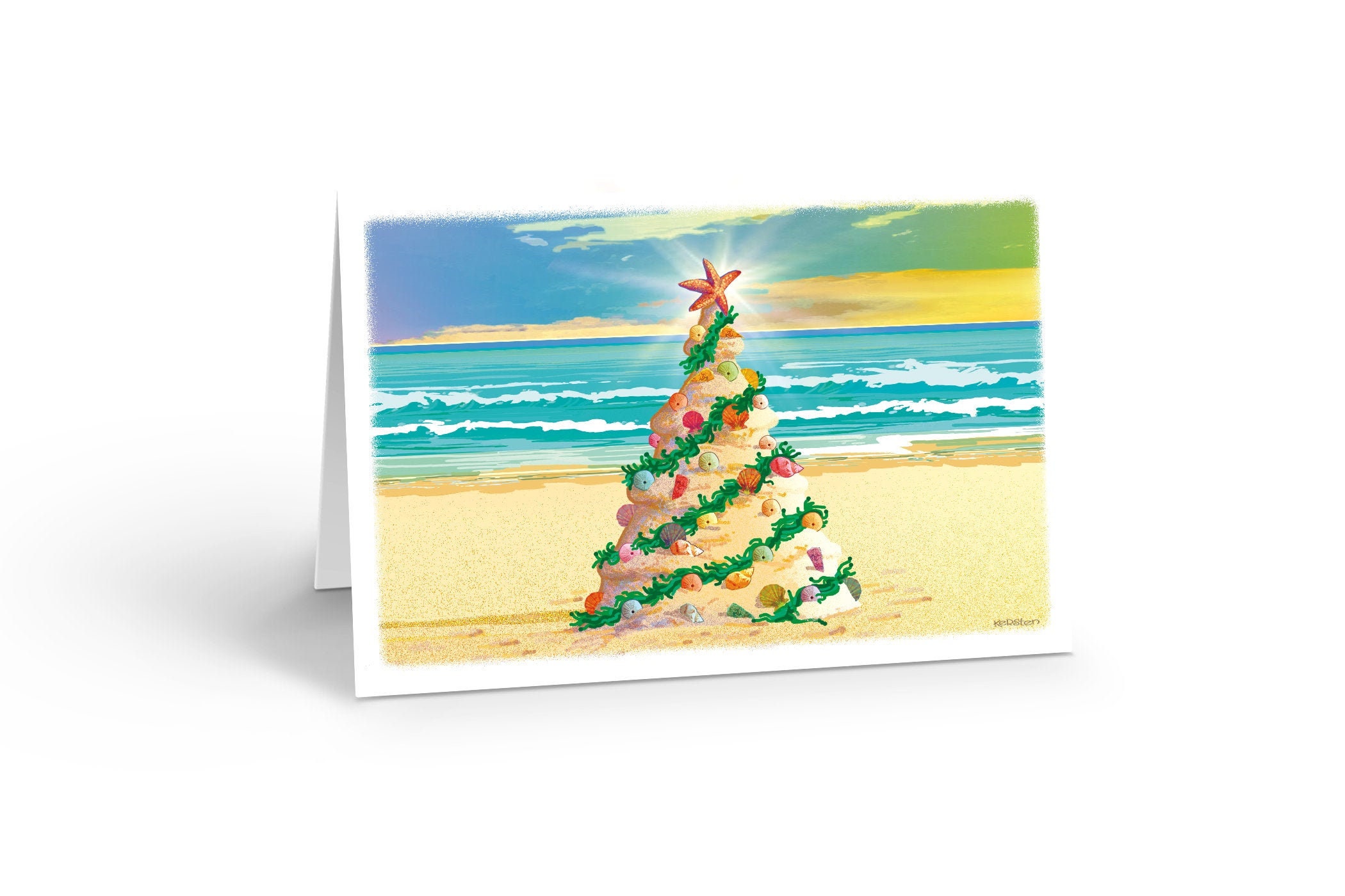 Beach Christmas Tree Beach Theme Christmas Card 18 Cards & Etsy