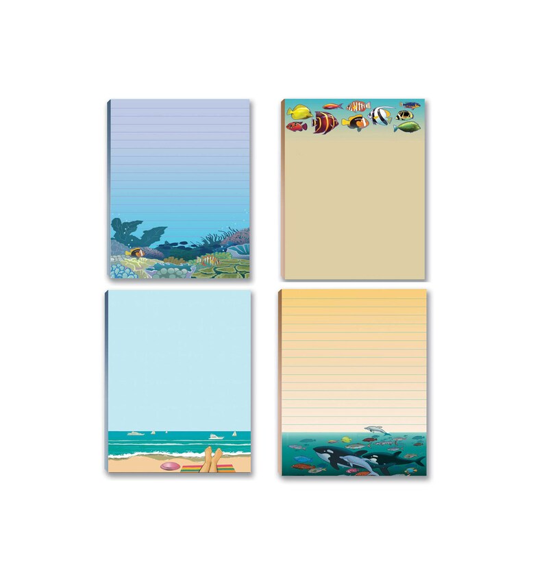 Beach & Ocean Theme Pads 4 Assorted Note Pads 609 | Etsy