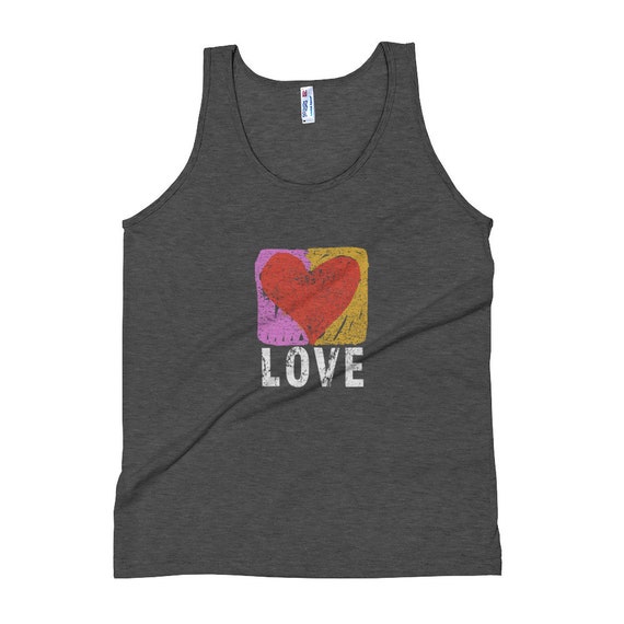 Heart Love Unisex Tank Top | Etsy