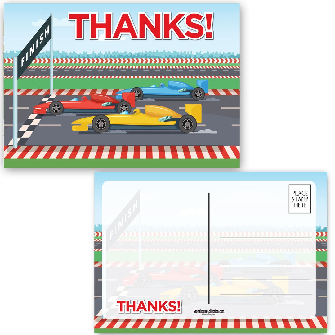 Thank You Racers Race Car Thank You Postcards - Set of 40 Postcards - 4 X 6 Sports ...