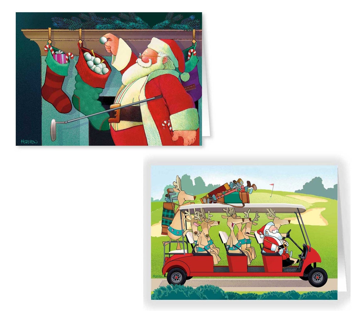 Golf Christmas Card Variety Pack 24 Golfing Holidays Cards & Etsy