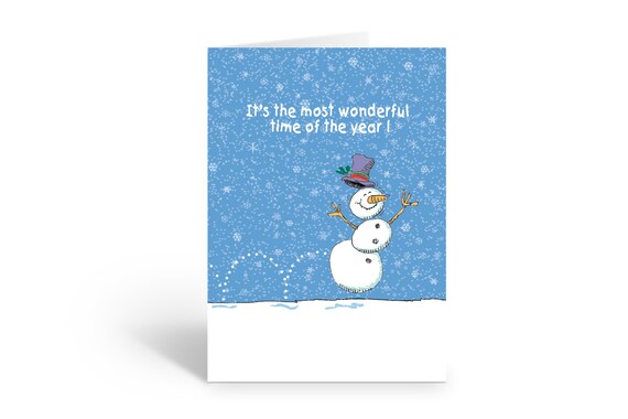 Nerdy Snowman Christmas Cards | Party Print Express - View #2