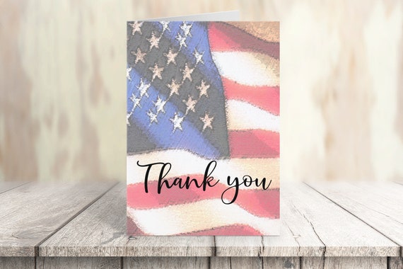 Patriotic Thank You Note Card 10 Cards and Envelopes 14352 - Etsy