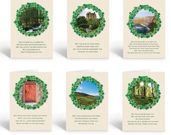 Assorted St. Patrick's Day Greeting Cards | A Variety of Irish Blessing Cards | Lucky Irish Cards | 12 Cards and 12 Envelopes - B18067