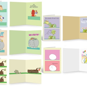 Funny Assorted Birthday Cards for Kids  10 Cards & Envelopes - Full Color Front and Interior -  Great Small Gift Idea - 741