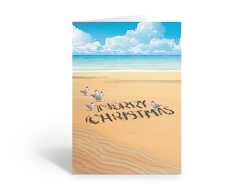 Seagulls and Sand Merry Christmas Beach Card 18 Cards & Envelopes - 30092