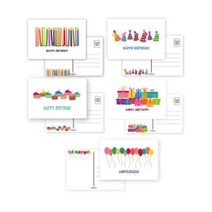 Assorted Birthday Postcards Bulk Set, 50 Colorful Greeting Cards