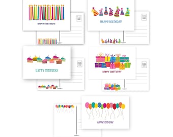 Assorted Birthday Postcards Bulk Set, 50 Colorful Greeting Cards