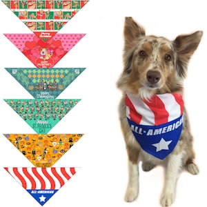 6 pc Holiday Dog Bandana Dogs -Christmas, Halloween, Thanksgiving, Valentine&#39;s Day, St. Patricks Day, Patriotic -911