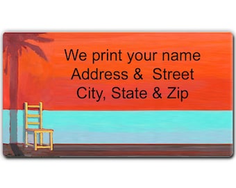 Tropical Beach Scene Return Address Labels - Tropical Themed - Personalized Address Label - 21191