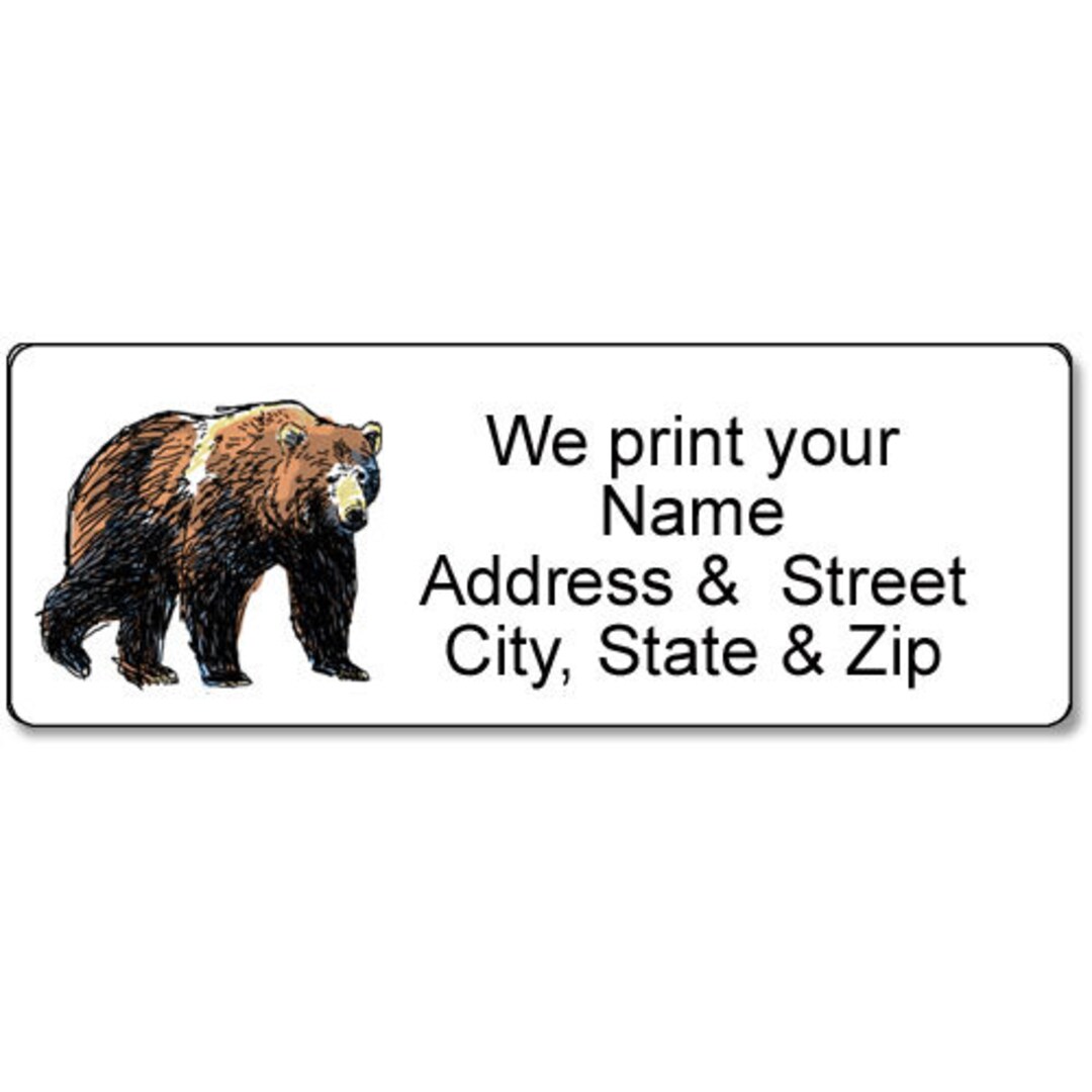 Grizzly Bear Return Address Label Personalized Address Label 21550 Etsy