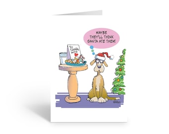 Funny Christmas Card - 18 Holiday Dog with Envelopes