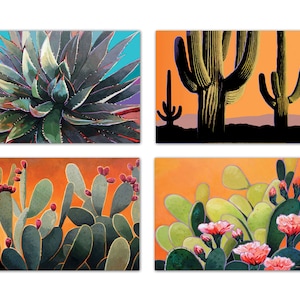 Cactus Postcards - 4 x 6 Western Desert Postcards - 40 Postcards, 4 Different Cacuts Designs - 17028