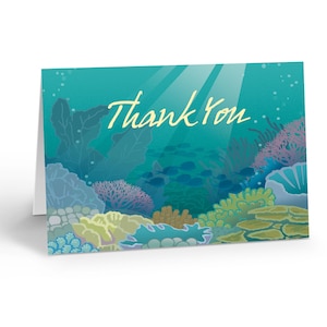 Ocean-Themed Thank You Note Card - 10 Cards and Envelopes - 14086