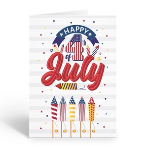 Fireworks Happy 4th of July Celebration Card - 1 Single Card with Envelope - 4th of July - B18204