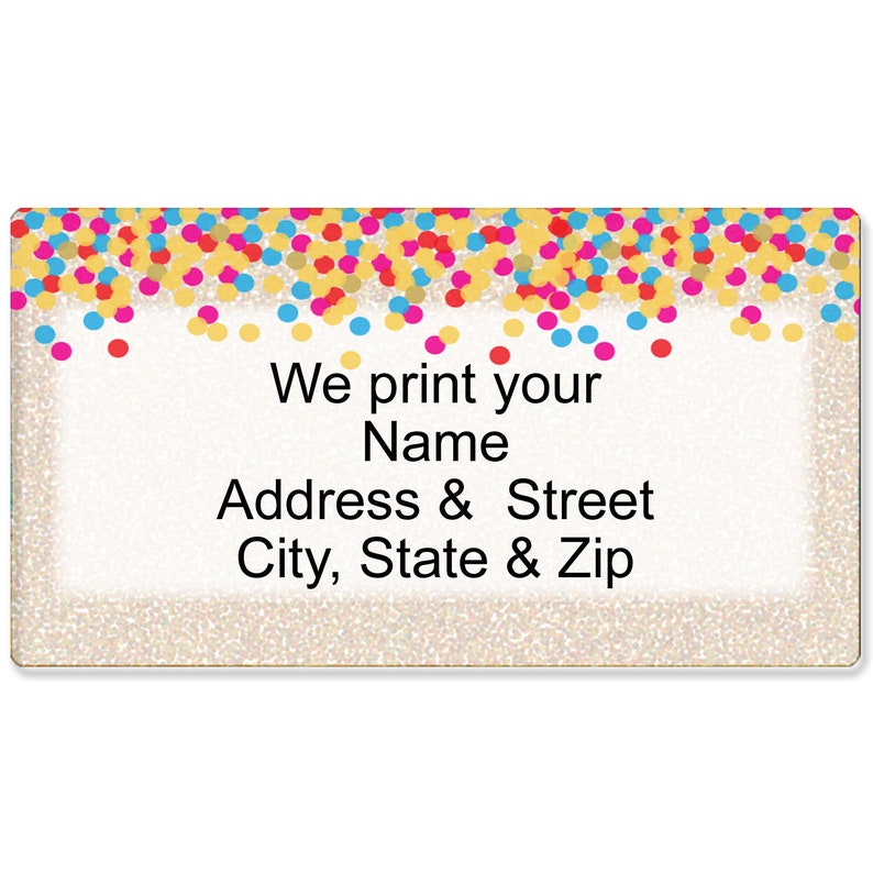 Colorful Confetti Custom Address Label Personalized Address Etsy