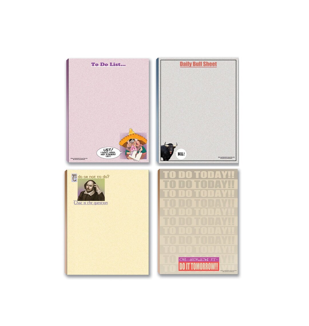 Funny Notepads Assorted Pack 4 Funny to Do List Notepads Etsy