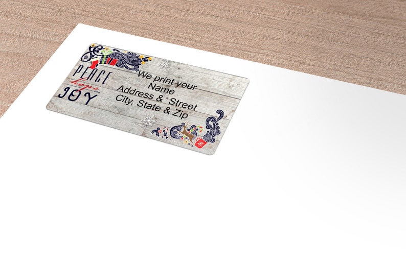 Christmas Customized Label B22029 Peace and Joy Personalized Return Address Label