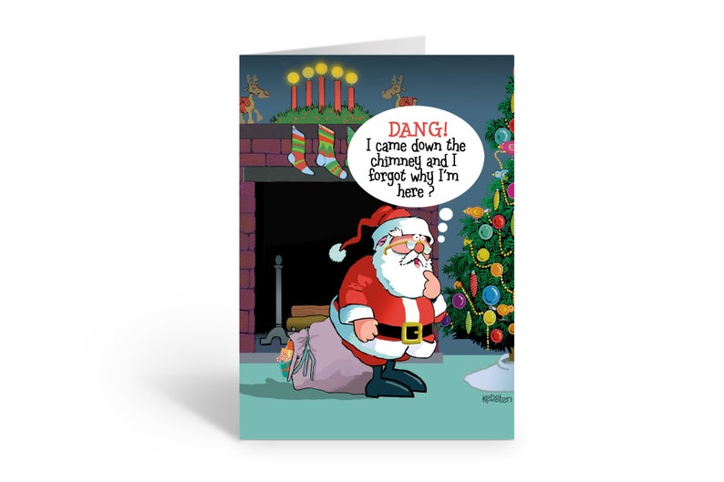 Santa Showing His Age Funny Christmas Cards 18 Holiday Cards & Envelopes 20121 image 1