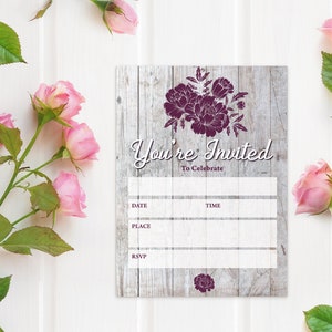 Rustic Floral Fill-in Party Invitation - 25 Invitations &amp; Envelopes ...