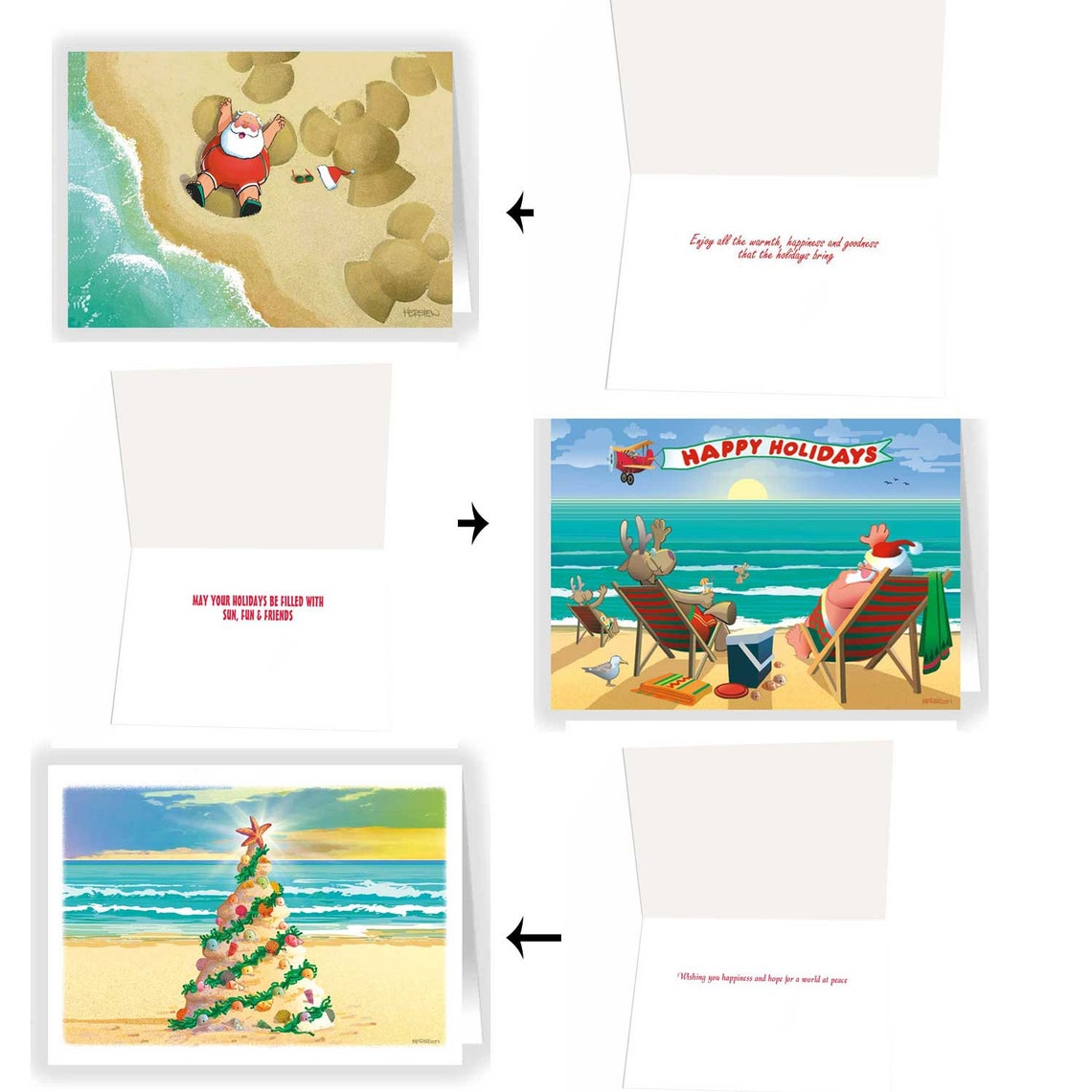 Beach Christmas Card Variety Pack 24 Assorted Cards & Etsy