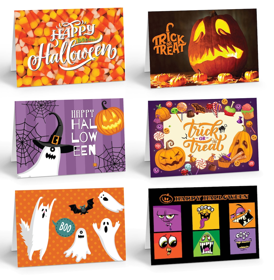 Fun Assorted Halloween Blank Note Card - 12 Note Cards and Envelopes ...