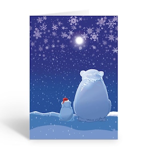 Adorable Polar Bears Watching the Snowflakes Fall Holiday Cards - 18 Cards and Envelopes - 20238