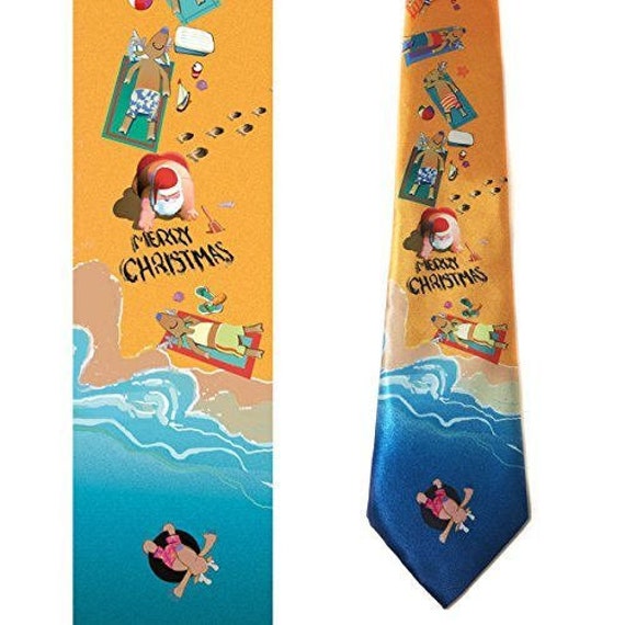 Men's Beach Christmas Tie Merry Christmas Beach Necktie - Etsy