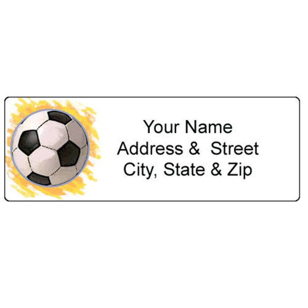 Soccer Ball Return Address Label Sports Fun Personalized Etsy