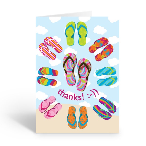 Fancy Flip Flops Thank You Boxed Note Card - 10 Boxed Cards & Envelopes - B14050