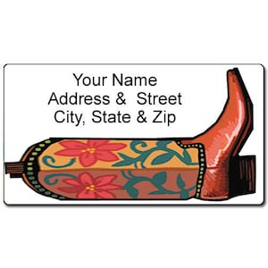 Cowboy Boot Custom Return Address Label -Western Themed - Personalized Address Label - 21202